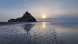 Mont Saint Michel coucher de soleil sables mouvant